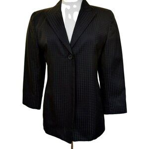 Linda Allard Ellen Tracy Black Fully Lined Cotton Blend Jacket Muted Pattern  4